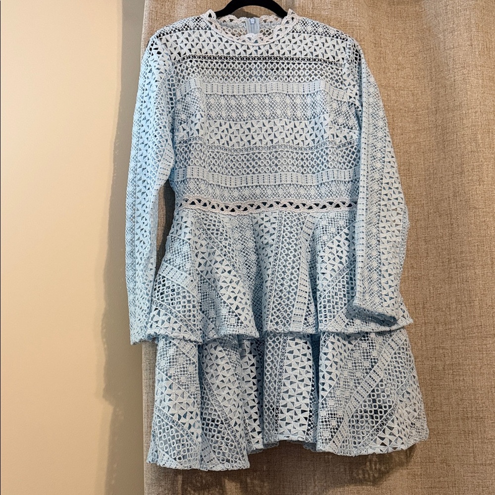 Anewsta Light Blue Lace Peplum Tiered Dress- size XL - Picture 3 of 4